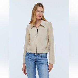 Madewell Shrunken Zip-Front Jacket in Light Sand Suede NEW size 0 $498 NO877